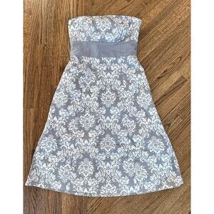 Ann Taylor Loft Womens Gray White Strapless Fit & Flare Dress Size 0